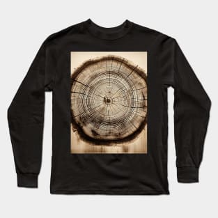 Tree Rings: Layers of Time on a Dark Background Long Sleeve T-Shirt